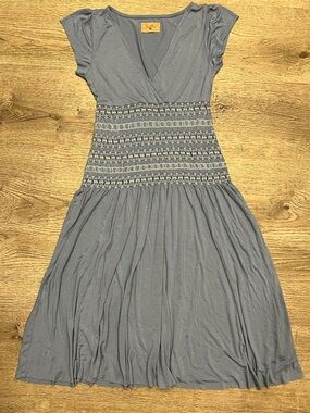 Sweetees Slate Blue Smocked-Waist Maxi Dress